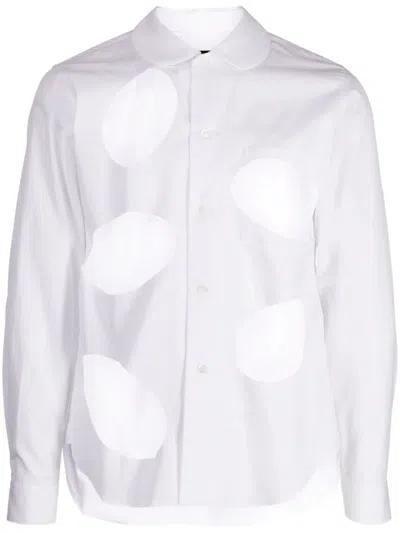 Black Comme Des Garçons Cut-out Detailed Cotton Shirt In White