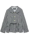 Black Comme Des Garçons Cut-away Gingham Check Jacket In Weiss