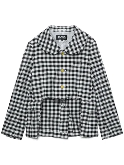 Black Comme Des Garçons Cut-away Gingham Check Jacket In Black