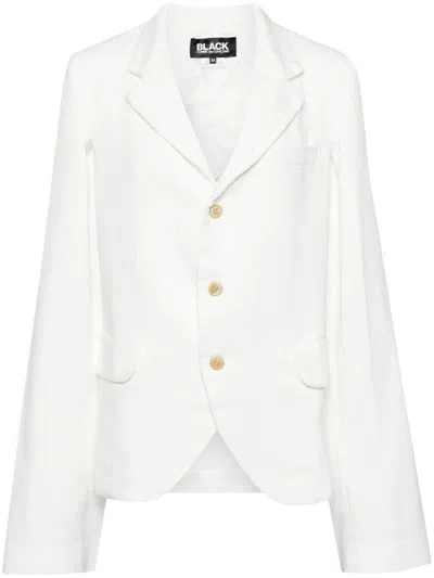 Black Comme Des Garçons Cut-out Single-breasted Blazer In Weiss