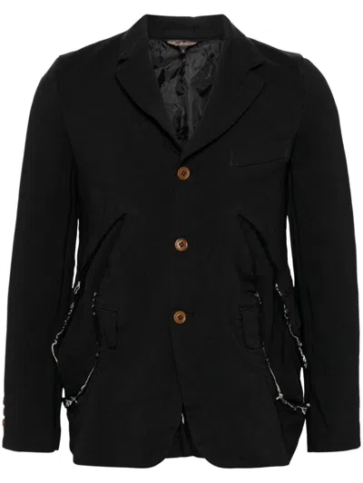 Black Comme Des Garçons Distressed Detail Blazer In Black