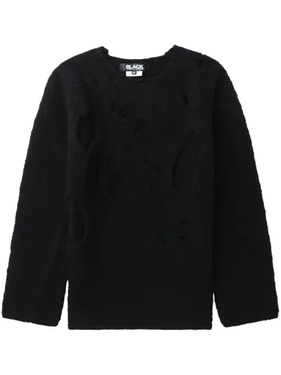 Black Comme Des Garçons Distressed-effect Wool Jumper In Black