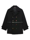Black Comme Des Garçons Double-breasted Zip Jacket In Animal Print