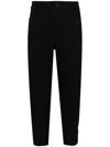 Black Comme Des Garçons Elasticated Waist Cropped Trousers In Black