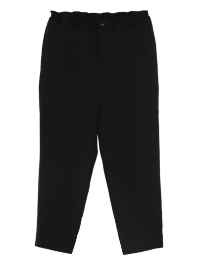 Black Comme Des Garçons Elasticated-waist Wool Trousers In Black