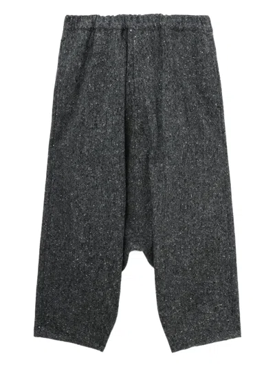 Black Comme Des Garçons Elasticated Wool Trousers In Gray