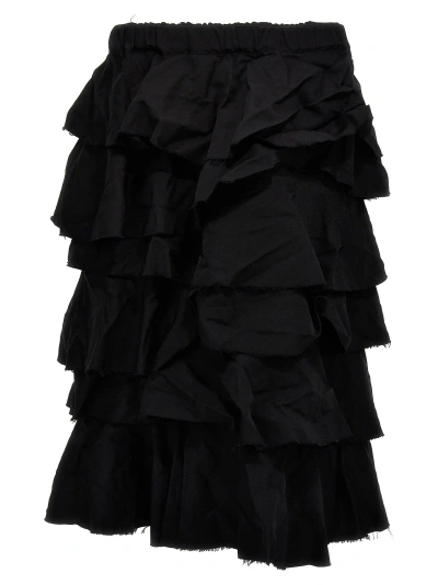 Black Comme Des Garçons Flounces And Pleated Skirt In Black