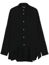 Black Comme Des Garçons Frayed Asymmetric-hem Shirt In Black