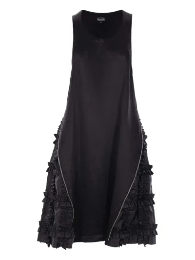 Black Comme Des Garçons Frill-detail Midi Dress In Black
