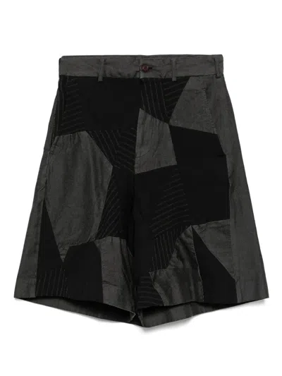 Black Comme Des Garçons Gabardine Patchwork Shorts