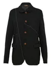 Black Comme Des Garçons Gabardine Trimmed Jacket In Black