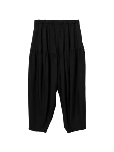 Black Comme Des Garçons Gathered Trousers In Black