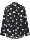 Black Comme Des Garçons Graphic-print Ruffle-trim Shirt In Black