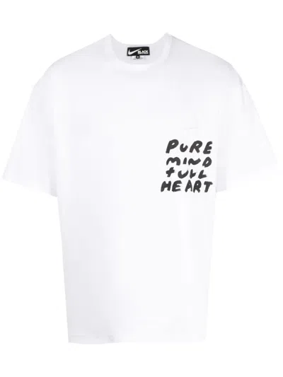 Black Comme Des Garçons Graphic-print Cotton T-shirt In White