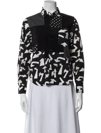 Pre-owned Black Comme Des Garçons Graphic Print Long Sleeve Top In Blue