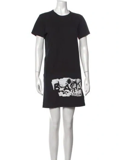 Pre-owned Black Comme Des Garçons Graphic Print Mini Dress In Black