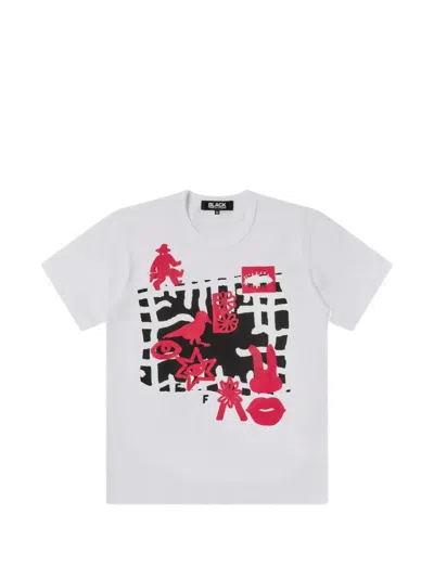 Black Comme Des Garçons Graphic-print T-shirt In White