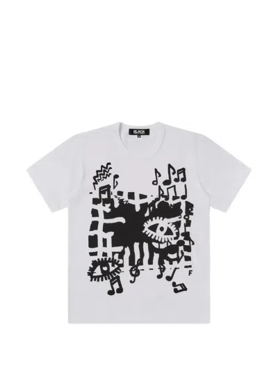 Black Comme Des Garçons Graphic-print T-shirt In White