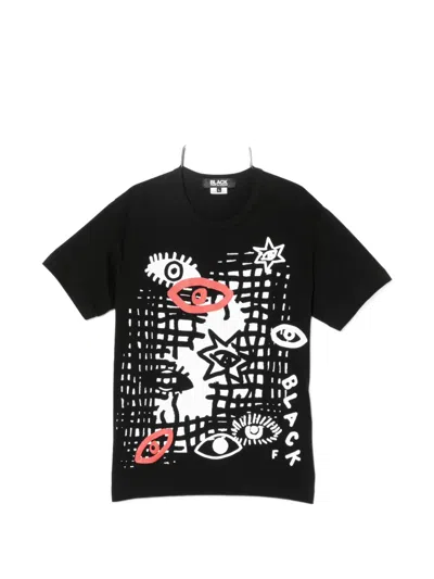 Black Comme Des Garçons Graphic-print Round-neck T-shirt In Black