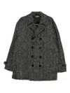 Black Comme Des Garçons Herringbone Double-breasted Coat In Gray
