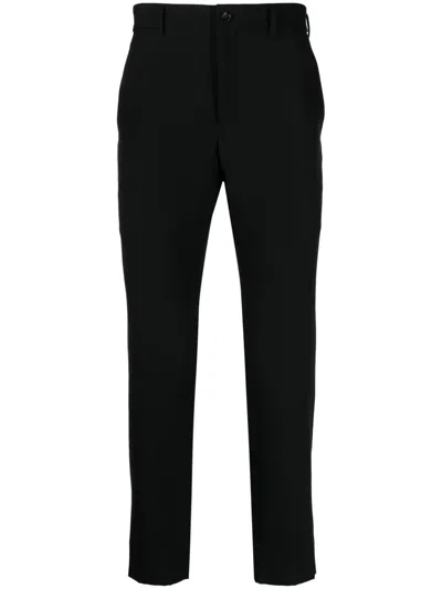 Black Comme Des Garçons High-waisted Wool Trousers In Black
