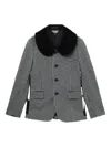 Black Comme Des Garçons Houndstooth Collar Blazer In Gray