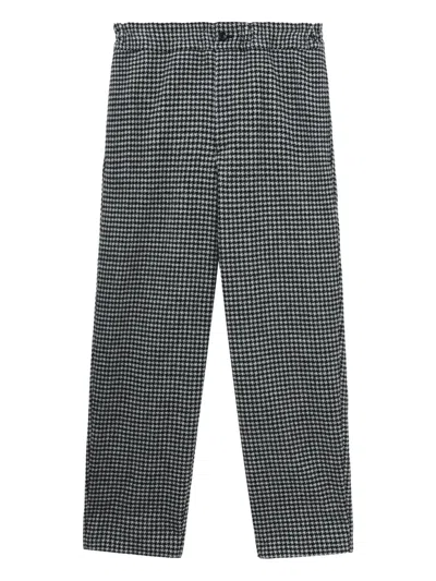 Black Comme Des Garçons Houndstooth-pattern Trousers In Black