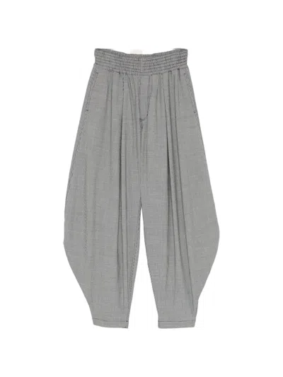 Black Comme Des Garçons Houndstooth-pattern Balloon Trousers In Black