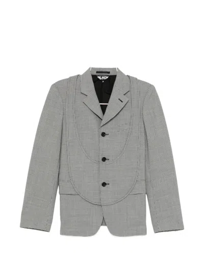 Black Comme Des Garçons Houndstooth-pattern Panelled Jacket In Gray