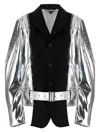 Black Comme Des Garçons Laminated Jacket In Silver