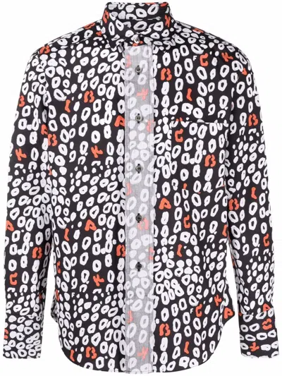 Black Comme Des Garçons Leopard-print Cotton Shirt In Schwarz