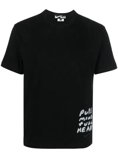 Black Comme Des Garçons Lettering-print Cotton T-shirt In Schwarz