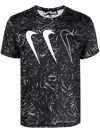Black Comme Des Garçons X Nike Chain-print Swoosh Logo T-shirt