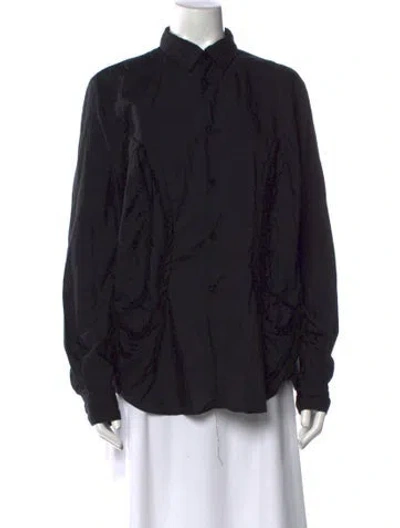 Pre-owned Black Comme Des Garçons Long Sleeve Button-up Top In Black