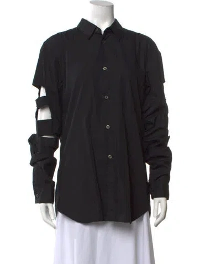 Pre-owned Black Comme Des Garçons Long Sleeve Button-up Top In Black