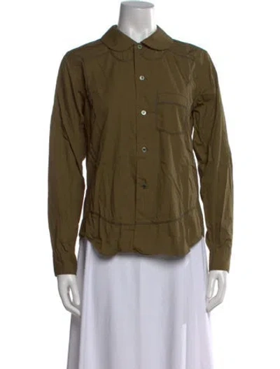 Pre-owned Black Comme Des Garçons Long Sleeve Button-up Top In Green