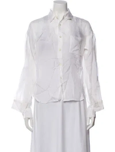 Pre-owned Black Comme Des Garçons Long Sleeve Button-up Top In White