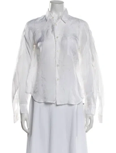 Pre-owned Black Comme Des Garçons Long Sleeve Button-up Top In White