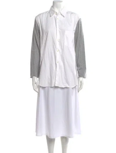 Pre-owned Black Comme Des Garçons Long Sleeve Button-up Top In White