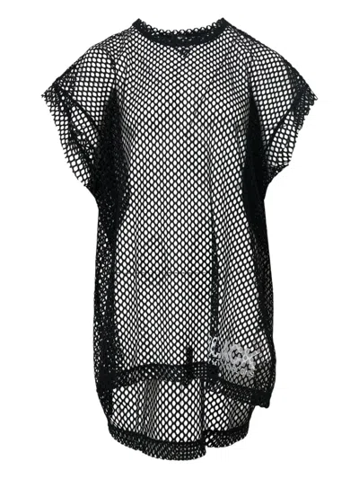 Black Comme Des Garçons Mesh-panelling T-shirt In Black