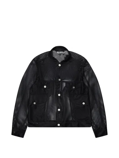 Black Comme Des Garçons Mesh Trucker Jacket In Black