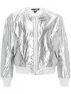 Black Comme Des Garçons Metallic-finish Bomber Jacket In Silver
