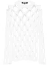 Black Comme Des Garçons Open-knit Mesh Jumper In White