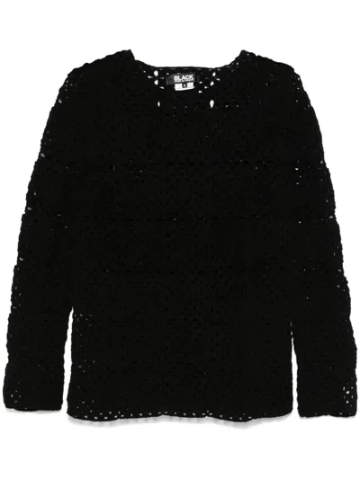 Black Comme Des Garçons Pullover Mit Lochstrickmuster In Schwarz
