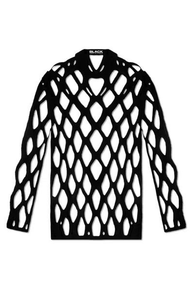 Black Comme Des Garçons Open-knit Crew-neck Jumper In Black
