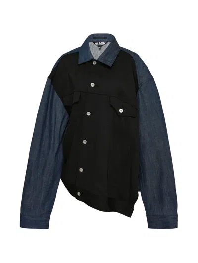Black Comme Des Garçons Panelled Asymmetric Jacket In Black