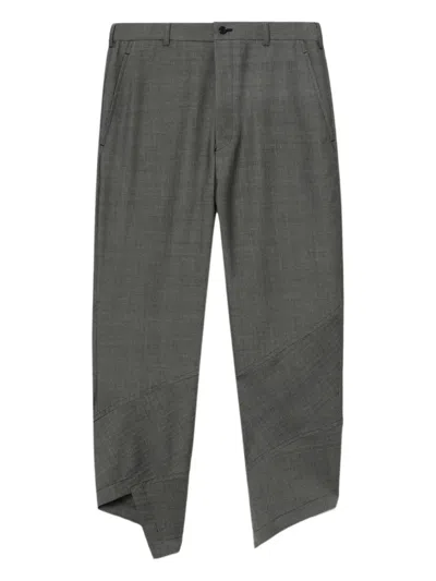 Black Comme Des Garçons Panelled Asymmetrical Trousers In Gray