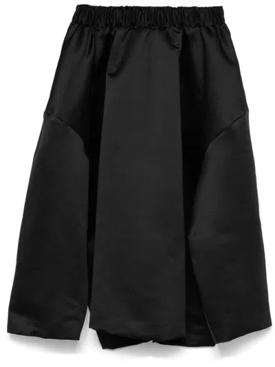 Black Comme Des Garçons Panelled Midi Skirt In 黑色