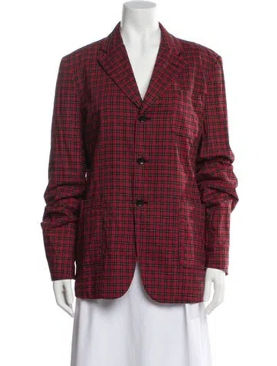 Pre-owned Black Comme Des Garçons Plaid Print Blazer In Red
