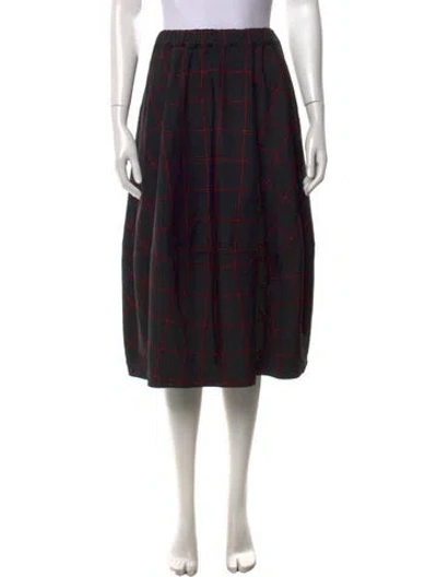 Pre-owned Black Comme Des Garçons Plaid Print Midi Length Skirt In Black